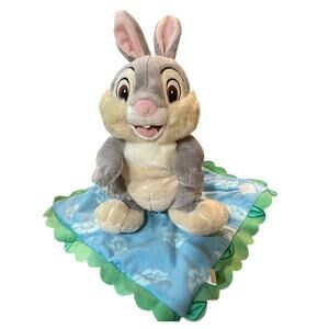 Disney Babies Thumper Rabbit Bambi 12 in Plush with Green Lovey Blanket